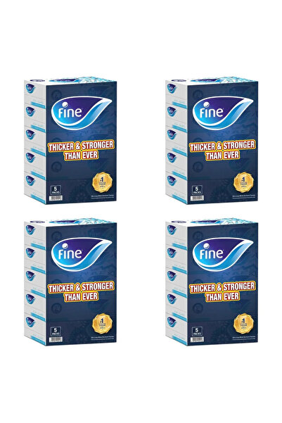 FINE 2 PLY Thicker and Stronger Bulk 5 Pack Tissue Box Set 150 Sheets- 4 Pack