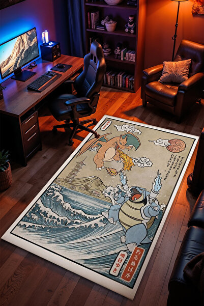 Charmbi Pokemon Desenli Kaymaz Taban Makinede Yıkanabilir Gaming Oyuncu Gamer...