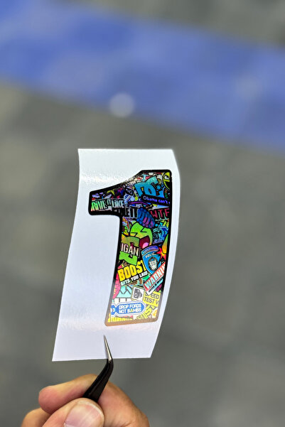 Banxtre Motor-Araba-Laptop için Hologramlı 1(BİR) Rakam stickerı1 (7CMX4,2CM)...
