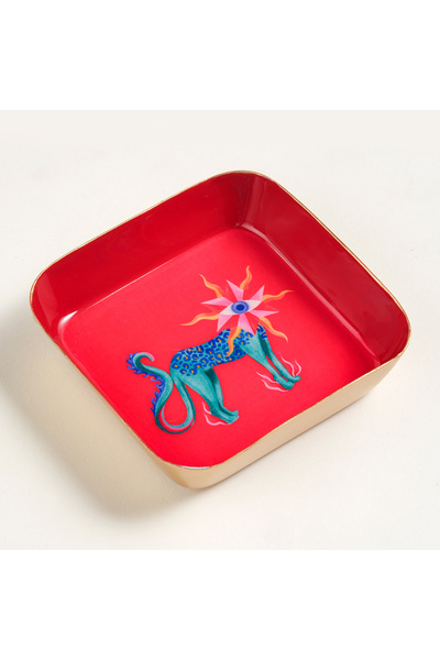 Zsa Zsa Zsu Nanpur Metal Dekoratif Tepsi 9x9x2 Cm Kırmızı