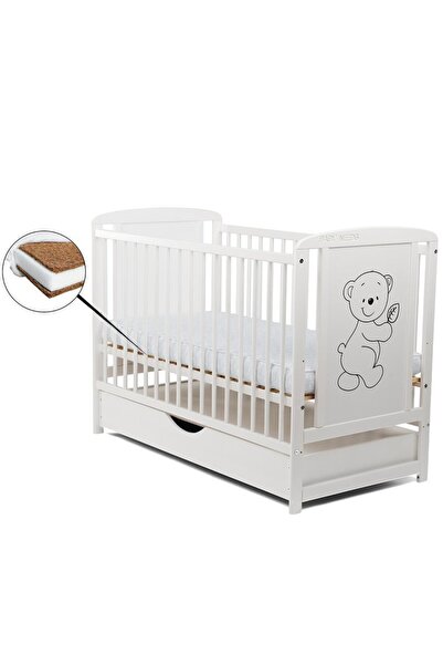 Babyneeds Patut din lemn bebe, 120x60 cm, Cu sertar cu capac, Din lemn de pin...