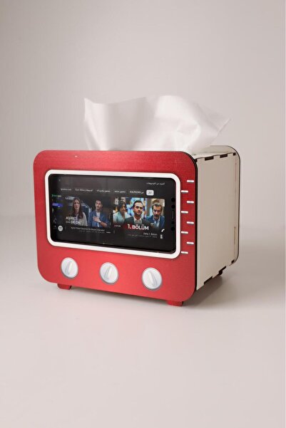 LAZORİAE صندوق مناديل خشبي على شكل تلفزيون