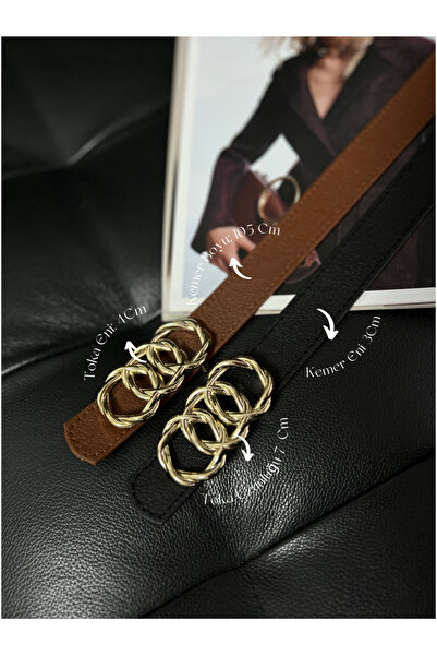 Fiori 2-Piece Combination Ring Buckle Women's Trouser Belt, Coat Belt, Dress Belt, Shirt Belt