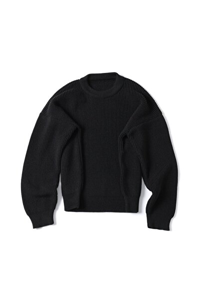 no7man Velric Black Double Loose Sweater