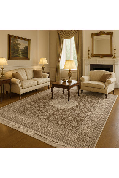 SERINA HOME Classic Persian Carpet, Beige,Cream,Density 2,880,000 points/m²,Acrylic and Cotton Material, 200x300