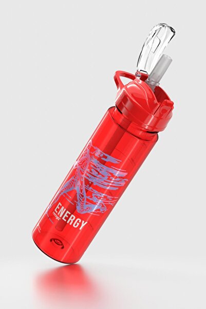 Renga Falcon Sport Patterned 630 ml Tritan Flask with Straw 912016 Red