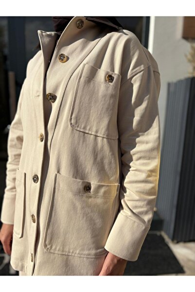 Babil Butik Td4581 Collar Detail Women's Set Stone Color