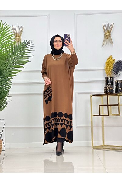 Valens Butik Pocket and Pattern Detail Hijab Dress Berfin