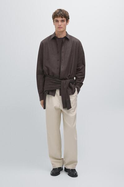 Massimo Dutti Regular fit kareli dokulu melanj gömlek