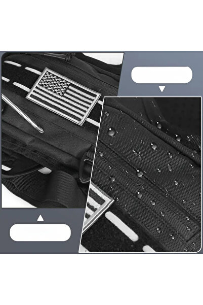 zola Geanta tactica pentru piept, capacitate 9 l, impermeabila, poliester 600D, 38 x 26 x 3 cm, neagra