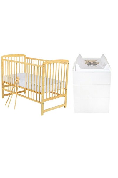 Babyneeds Set mobilier pentru copii, Babyneeds: Patut din lemn de pin, cu som...