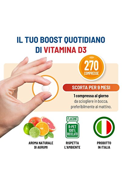 Equilibra Vitamin D3, 2000 IU, For the immune system, bones and muscles, 270 orodispersible tablets