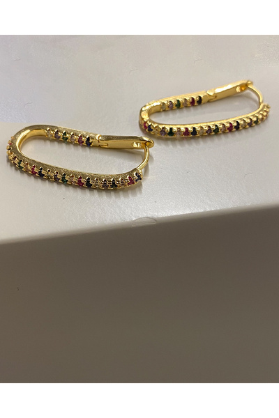 Store Gold Renkli Oval Küpe