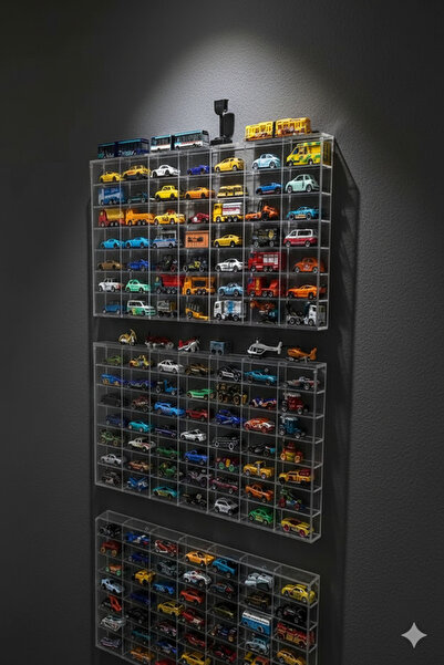 TIVIVOR Orjinal 49’lu Kapaklı Sergileme Rafı 1:64 Ölçek Diecast, Koleksiyon Araba Standı (PREMİUM)