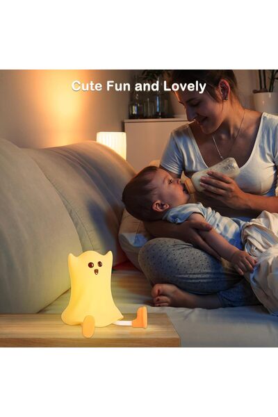 Generic Friendly Ghost Kids Night Light Tap Control 3-Mode & Timer Soft Silicone Nursery Lamp