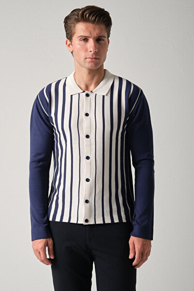 Mandala Tekstil Erkek Çizgili Triko Gömlek