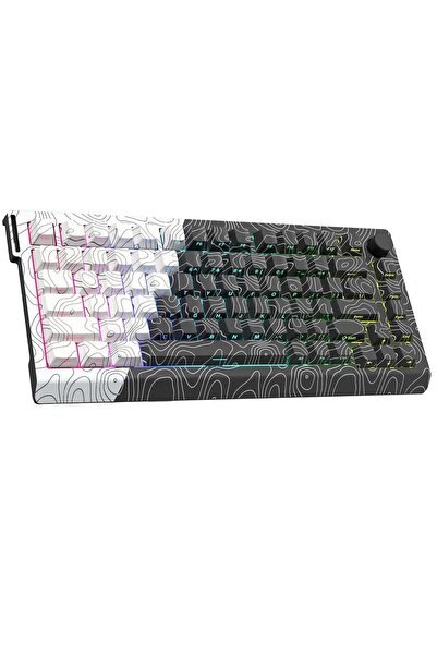 Timebox Tastatură mecanică wireless 60%, 3 moduri BT/2.4G/USB-C, liniară hot-swap, RGB, 3000mAh, albă