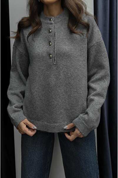 Havoş Szürke gombos pulóver