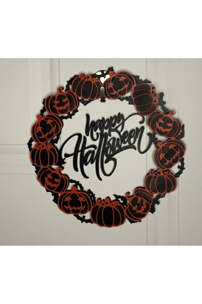 Lara Design House Halloween Halloween Door, Wall, Glass Ornament Door Wreath Plastic 20 Cm, Ornament with Vampire and Pumpkin