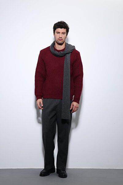 Antioch Burgundy Knitted Textured Men's Sweater