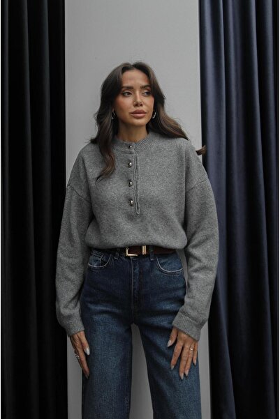 Havoş Szürke gombos pulóver