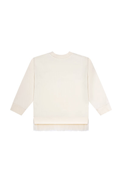 Miny Center Floral Embroidered Tulle Sweatshirt