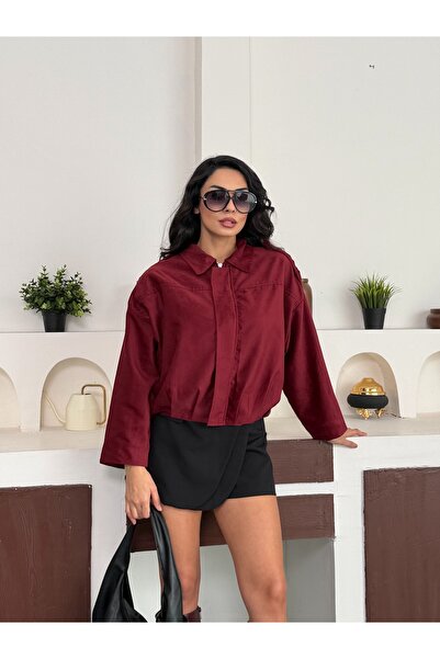 Azda Yakalı Fermuarlı Ceket