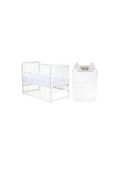 Qmini Set mobilier, Qmini: Patut din lemn de pin, 120x60 cm + Saltea cocos, 8...