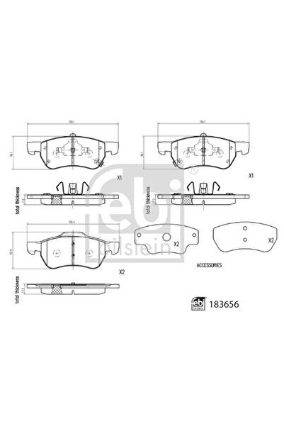 FEBI BILSTEIN Set Placute Frana Frana Disc Punte Fata Mg Mg 350/Mg 5/Mg Zs Suv