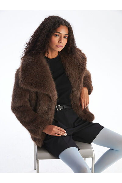 LC Waikiki Jacket Collar Women's Plush Coat