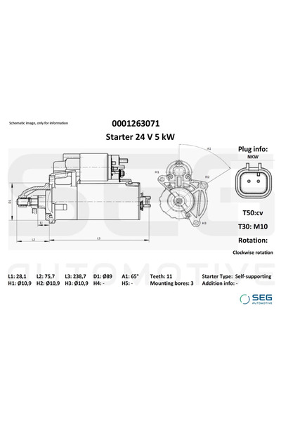 SEG Automotive Starter Man Hocl/Lion S Intercity/Lion´S City Temsa Md 2000-2022