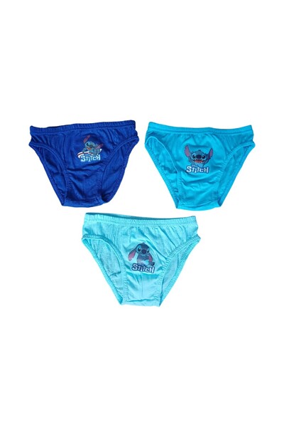 Stitch Set of 3 pairs of boys' panties, blue, 100% cotton, Happy,