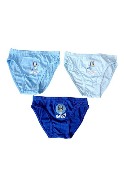 bluey Set of 3 pairs of boys' panties, blue, 100% cotton, Happy,
