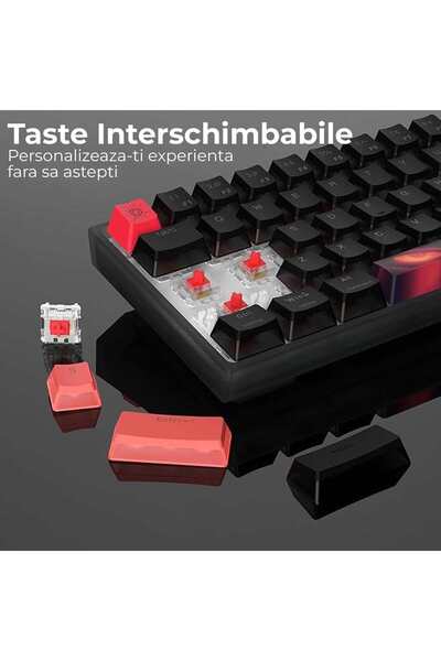 Timebox 60% Mechanical Gaming Keyboard, USB-C, RGB, Hot-Swap, Red Switches, PBT Keycaps, Black