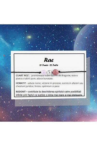 animis beauty Cancer zodiac bracelet, adjustable, made of natural semi-precious stones, unisex