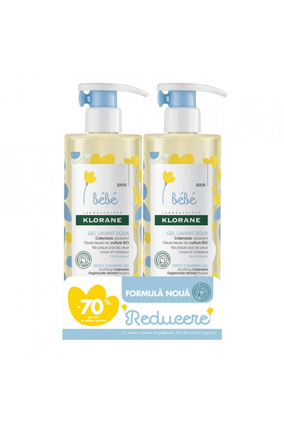 Klorane Delicate foaming gel for children's body and hair, Bebe, Cleansing gel, 500ml+500ml