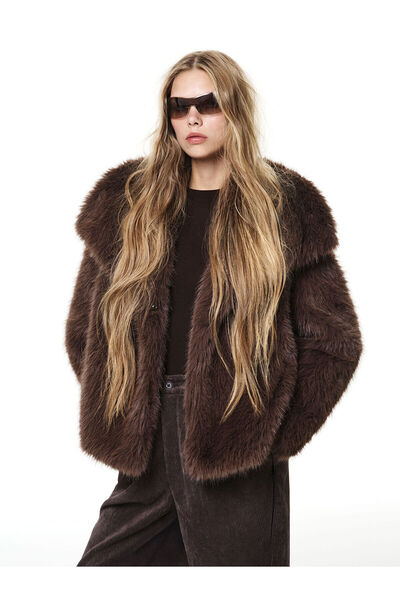 LC Waikiki Jacket Collar Women's Plush Coat