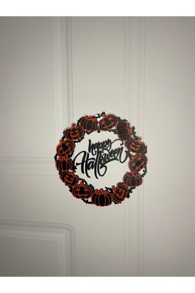 Lara Design House Halloween Halloween Door, Wall, Glass Ornament Door Wreath Plastic 20 Cm, Ornament with Vampire and Pumpkin