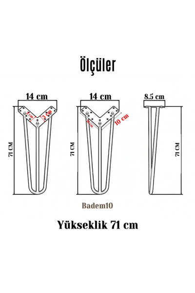 Badem10 Seagull 71 cm Chrome Silver Set of 4 Metal Table Dresser Coffee Table Leg Sturdy Furniture Riser Support
