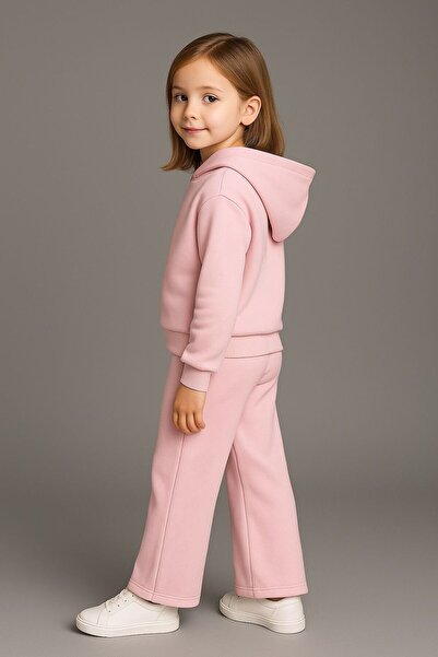 Ramior Κοριτσίστικο ροζ με κουκούλα φούτερ & μπλουζάκι με φαρδύ πόδι