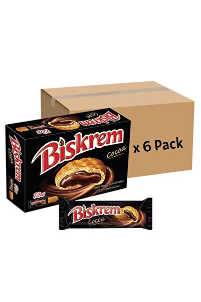Biskrem كوكيز أولكر المحشوة بكريمة الكاكاو - ٦ علب، ١٢ × ٣٦ غرام، عبوة كبيرة
