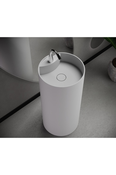 CORİAN AKRİLİK Monoblok Bibao Round Solid Banyo Lavabosu