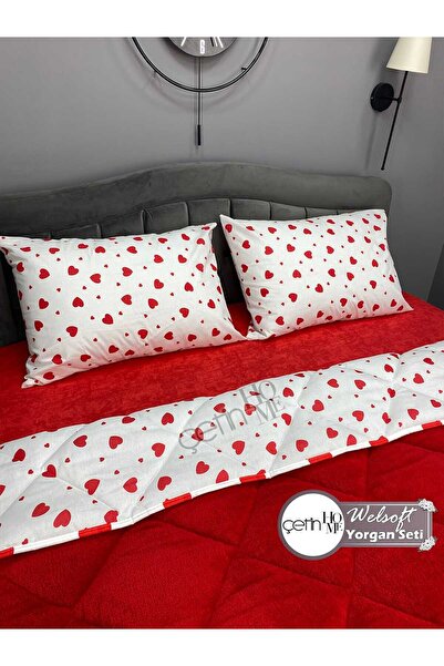 Çetinhome Double Patterned Welsoft Quilt Set (Without Sheets)