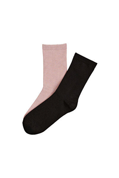 ESOTIQ Women's Medium Socks 2-Pack Mid Calf Knitted Style Softly Ribbed Home ...