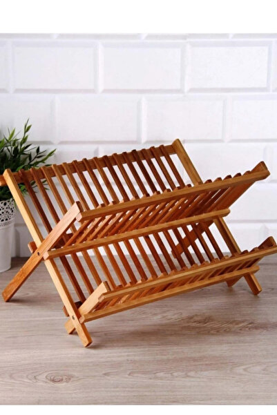 Genel Markalar Bambu Bulaşık Sepeti Bambu Tabaklık Bulaşıklık 42 Cm Bambu Bulaşık Sepeti Bambu Tabaklık