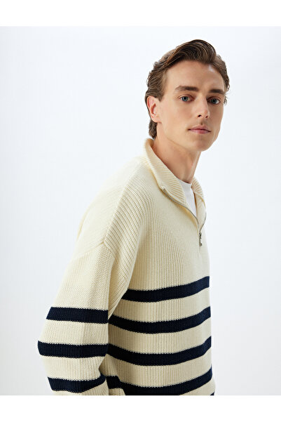 Koton Knitwear Sweater Zippered Collar Cotton