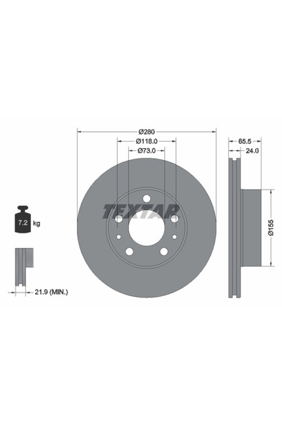 TEXTAR Set Discuri Frana Fiat Ducato Bus/Ducato Caroserie/Ducato Platou / Sas...