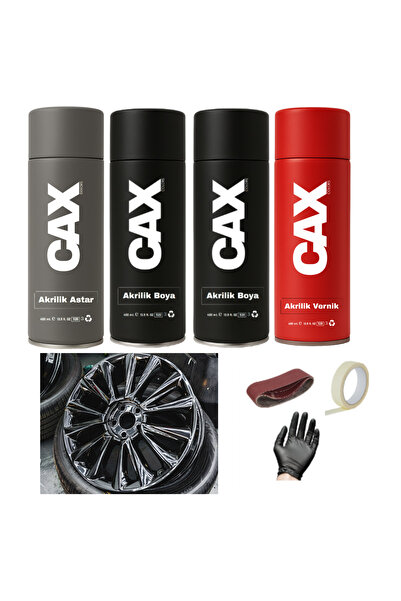 caxcolors PARLAK SİYAH ARABA JANT SPREY AKRİLİK ÖZEL YAPIM SPREY BOYA SETİ 40...