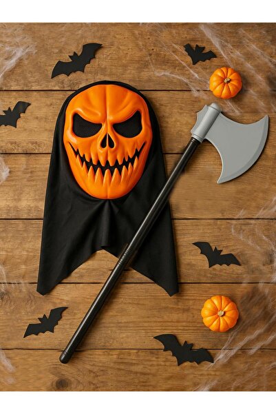 Parti Adresi Cadılar Bayramı Balta Balkabağı Maske Set Halloween Parti Aksesuarı