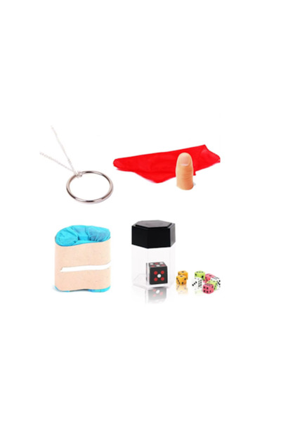 UnderShop Set de 4 accesorii magice: Zaruri explozive, Deget dispărut, Eșarfă...